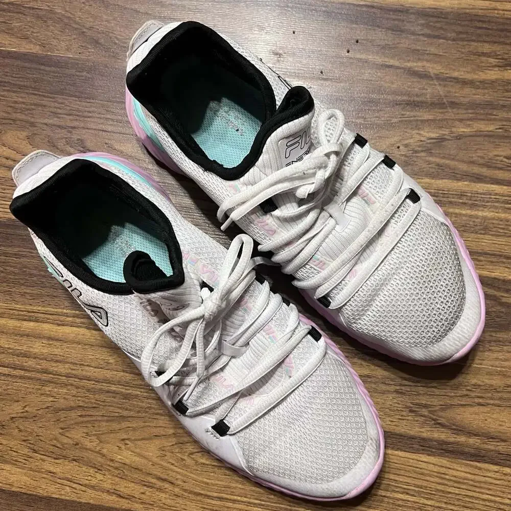 Fila Energized White/Pink/Blue Athletic Sneakers
